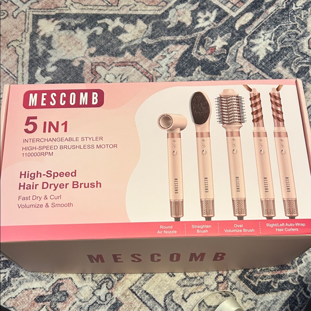 5-in-1 Pink Hair Dryer Brush
